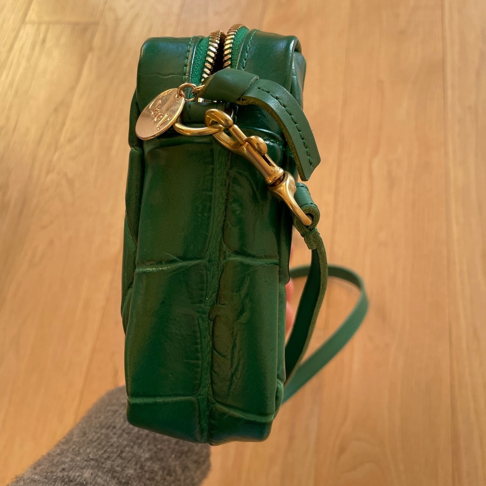 Clare V Green Croc-Embossed Leather Crossbody Bag - Picture 4 of 10